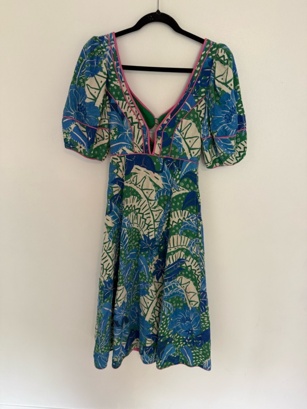 Farm Rio Dress Jungle Panther Cutout in Blue Pink Floral - Picture 7 of 7